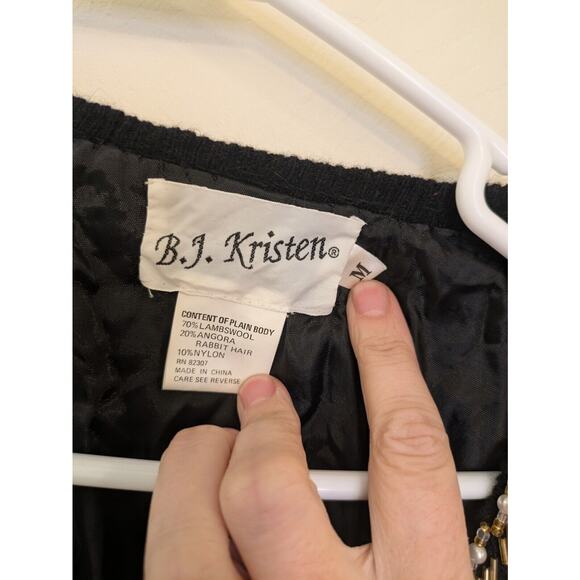 B.J. Kristen Vintage Wool Blend Cardigan Gold Beading Size Women’s M - Picture 3 of 5